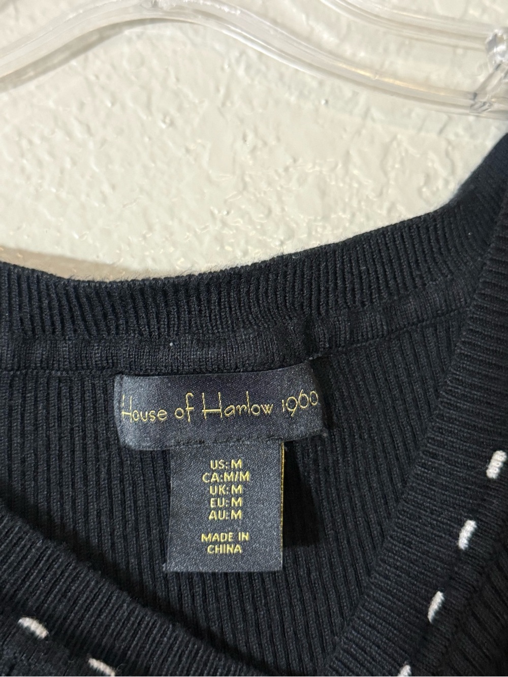 House of Harlow 1960 Ribbed Long Sleeve Midi Dress Black White Stitching Chic M - Picture 4 of 5